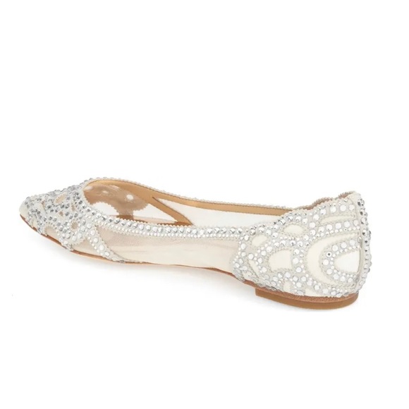 Badgley Mischka Crystal Pointed Toe Flats, Size 8 W, NEW - Picture 7 of 16